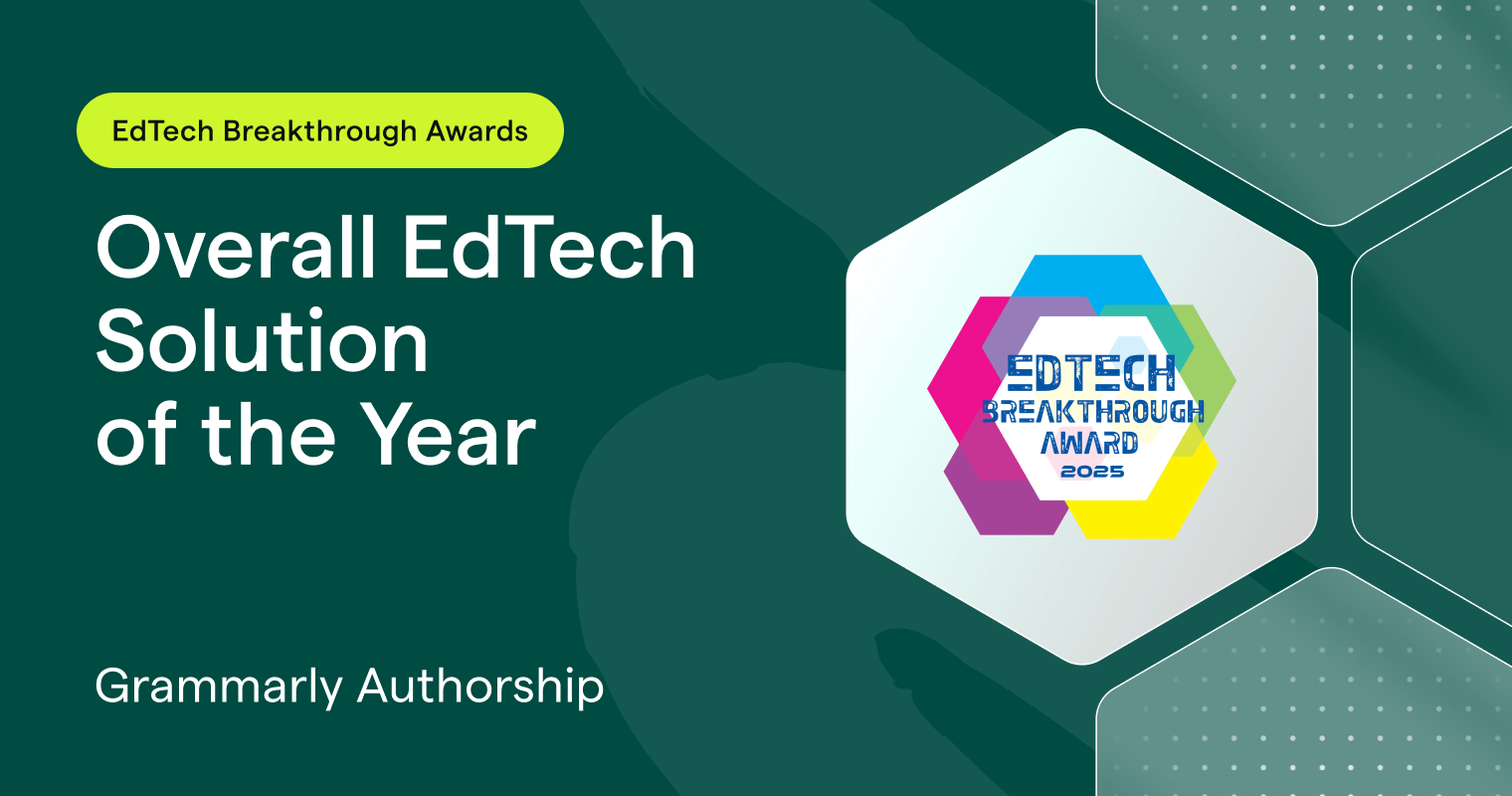 A Grammarly Szerzőség elnyerte a 2025-ös EdTech Áttörés Díjat!